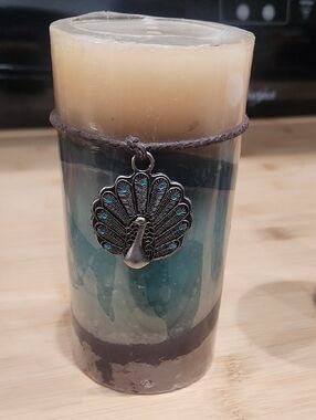 Pier 1 Purple & Teal Layered Decorative Pillar Candle